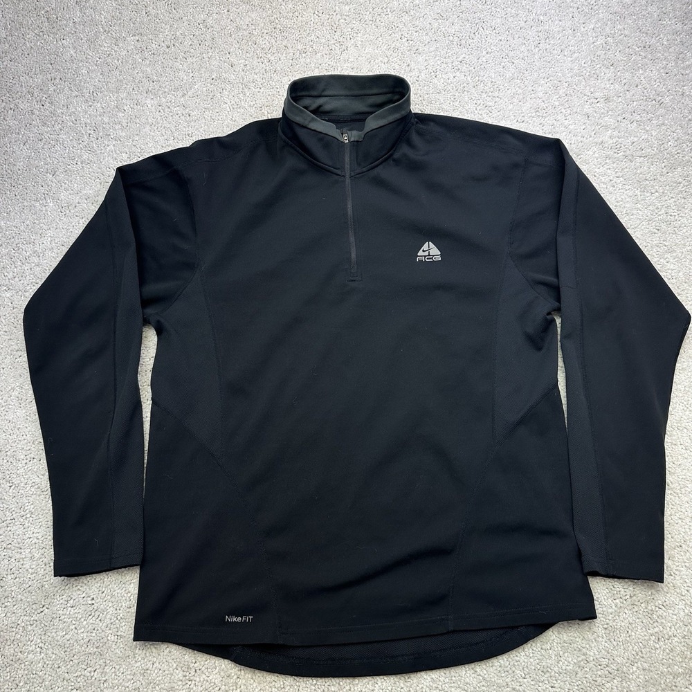 Nike ACG Quarter Zip Men XL Black Dri-Fit Base Layer Mock Neck Gorpcore Athletic